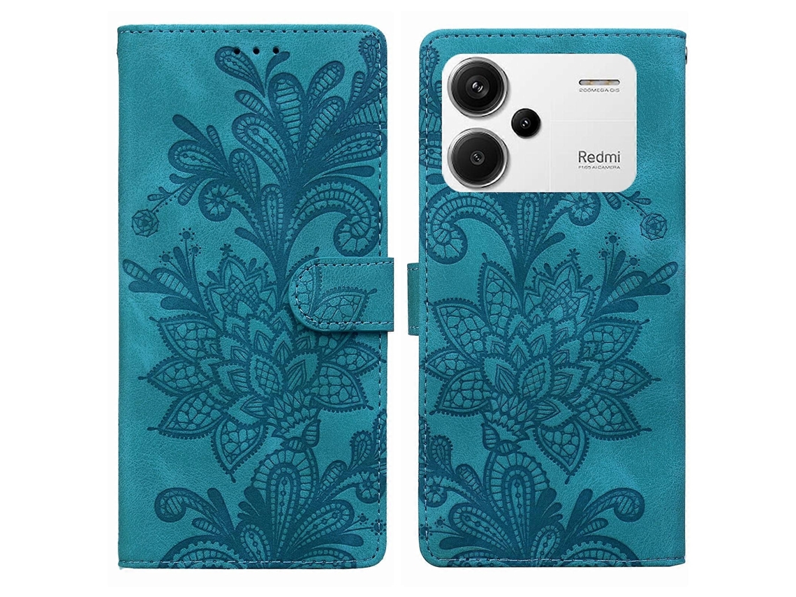 Capa De Celular De Pu Com Fivela Magnética E Estampa Floral De Renda E Alça De Pulso