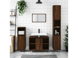 Vidaxl Armário Wc 30x30x100 Cm Derivados De Madeira Carvalho Castanho