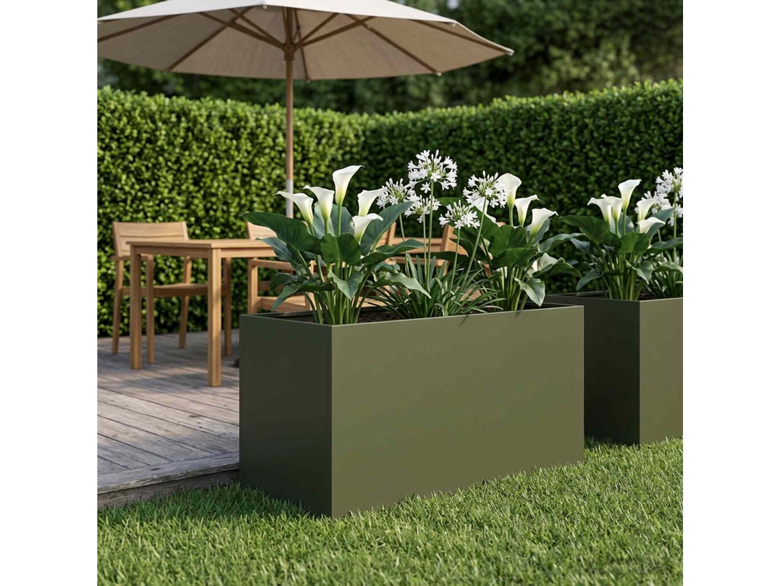Vidaxl Vaso De Jardim Verde-azeitona 100 X 50 X 50 Cm