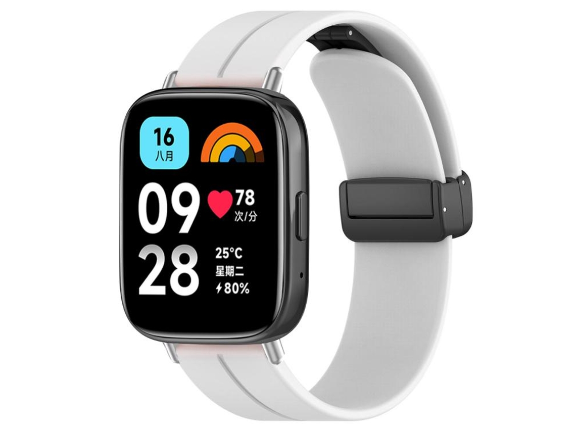 Bracelete para Redmi Watch 3 Active / Lite Silicone com Cabeça Chata e Fivela Preta Branca XIAOMOYU