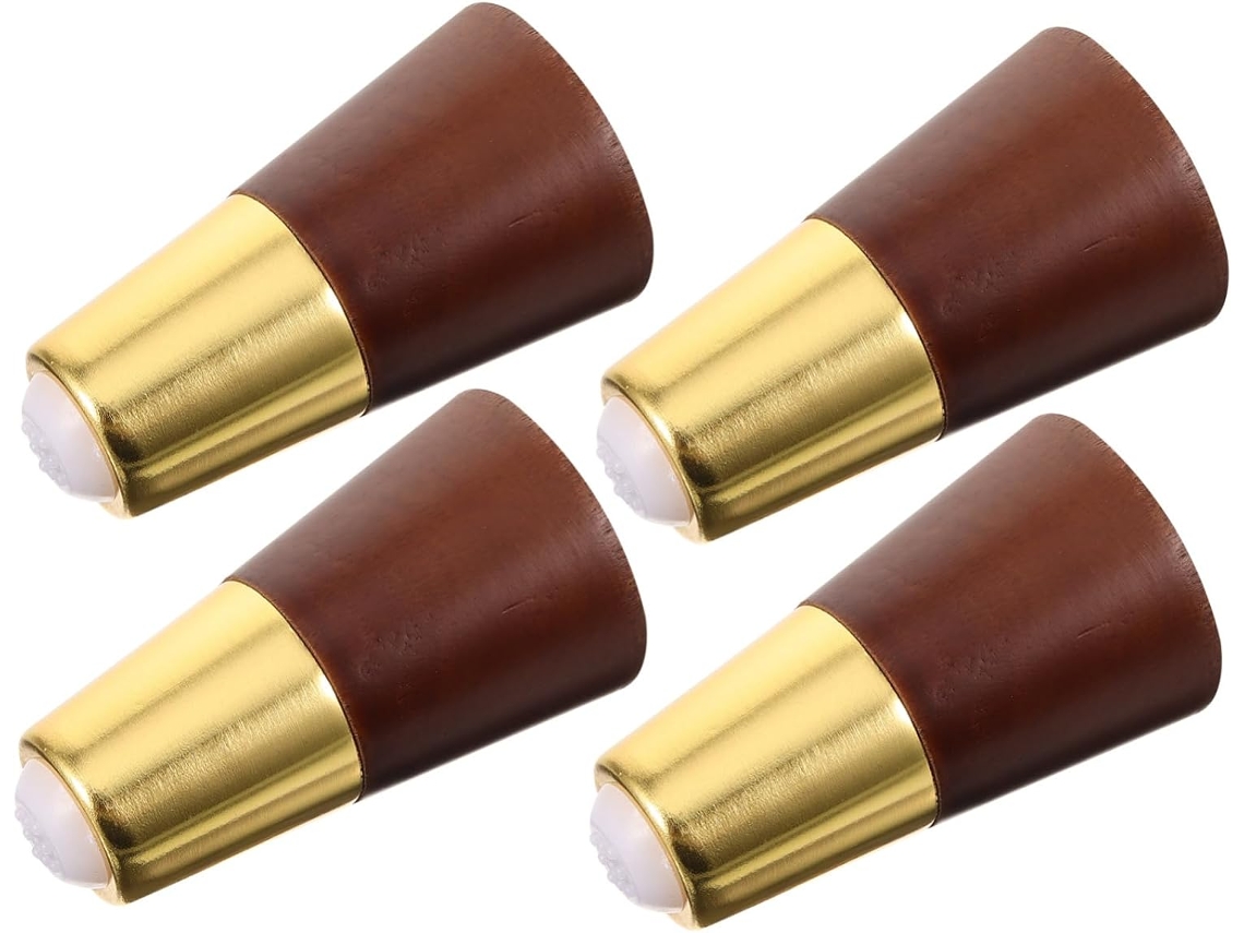 Conjunto De 4 Pés Madeira Maciça Para Móveis, Cor Nogueira, Para Sofá, Armário Ou Cômoda Com Base Deslizante E