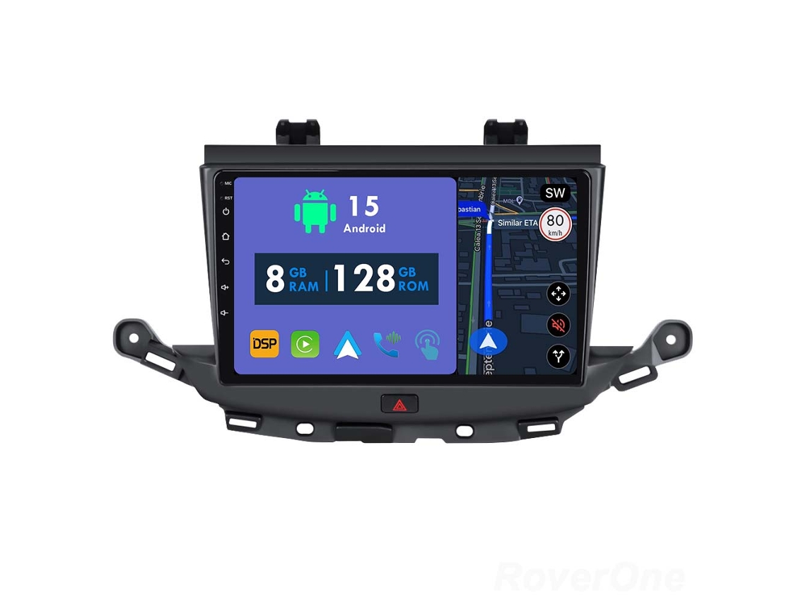 Auto Rádio Carro Bluetooth Autoradio 8GB RAM 128G ROM CarPlay Navegação GPS Ecrã Táctil RoverOne para Opel GrandLand X 2017-2023 Astra K 2015-2021