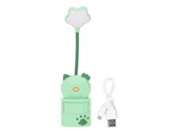 Lâmpada de Mesa LED USB Luz Quente Cartoon Cute com Caixa de Armazenamento Verde | S/MARCA