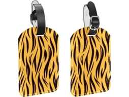 Conjunto De 2 Etiquetas Bagagem Em Couro Pu Com Estampa Tigre