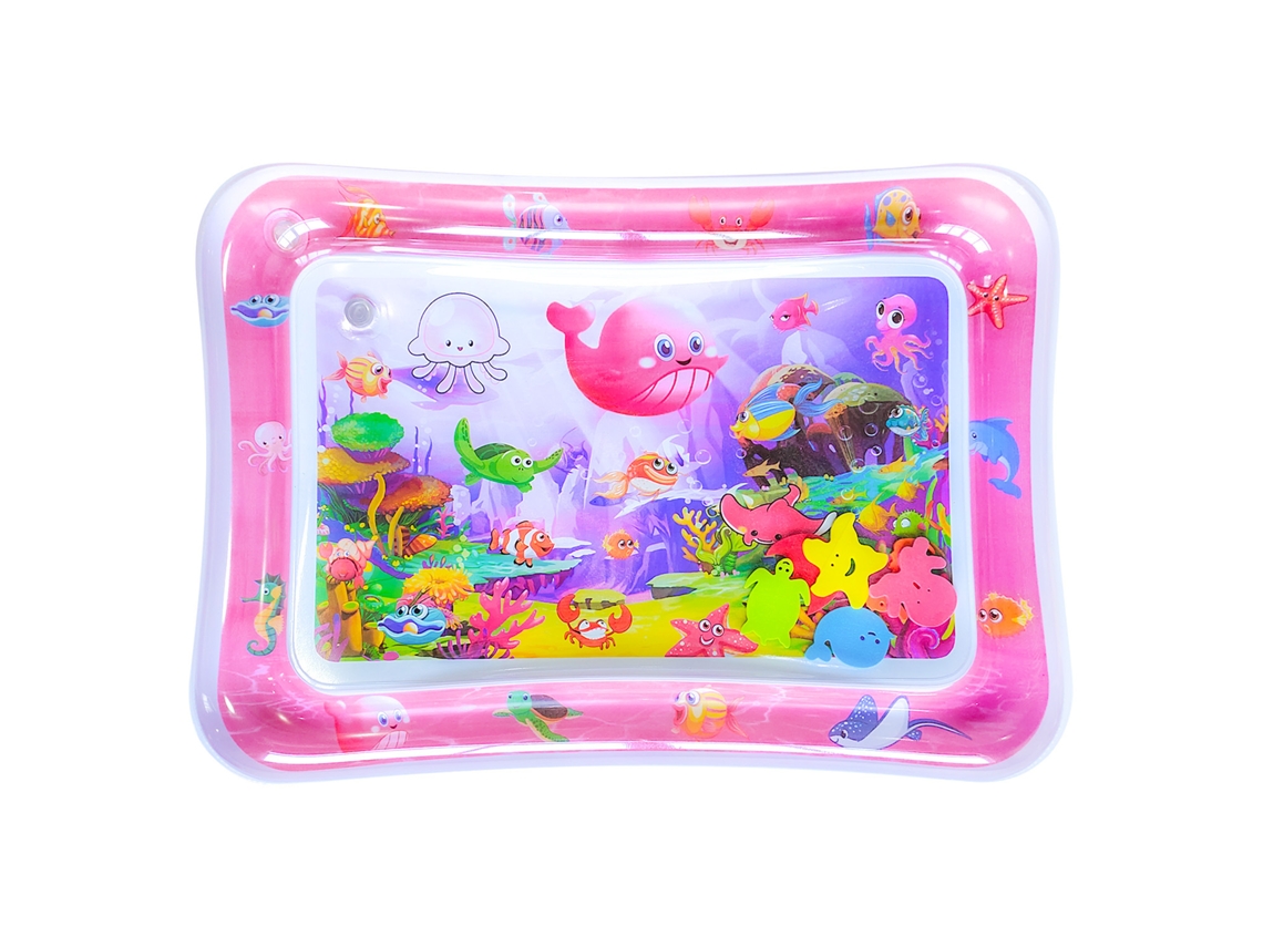 Tapete Sensorial De Água Rosa Tema Baleia, 6 Brinquedos Flutuantes, Pvc Anti-vazamento Para Bebês Tummy Time