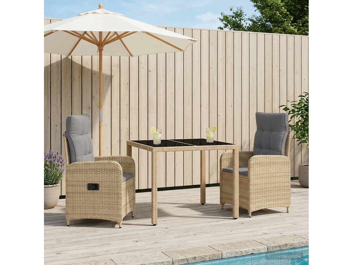 Vidaxl Conjunto De Jantar Para Exterior 3 Unid. Bege E Cinza Claro
