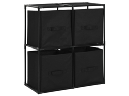 Armário Arrumação com 4 Cestos Tído 63x30x71 cm Aço Preto MAISON EXCLUSIVE