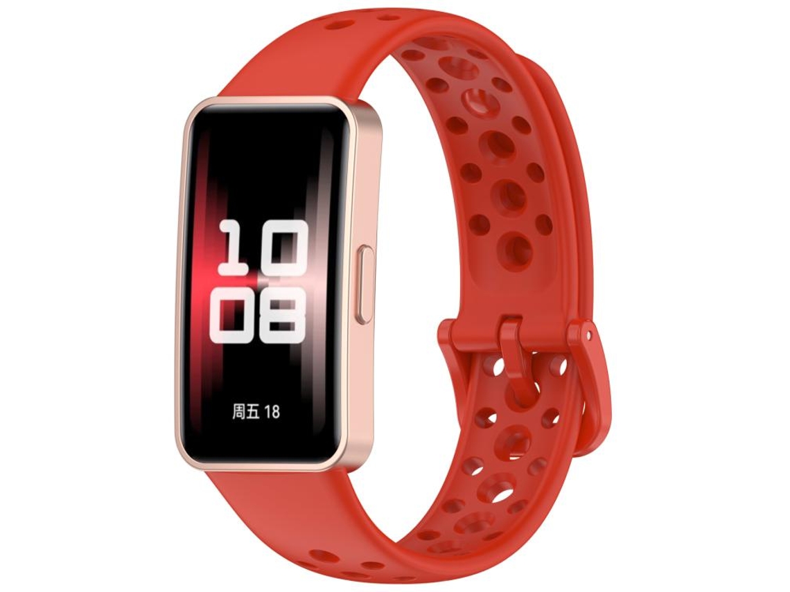 Bracelete para Huawei Band 10 / 9 / 8 Silicone Respirável Estilo Hole Vermelha XIAOMOYU
