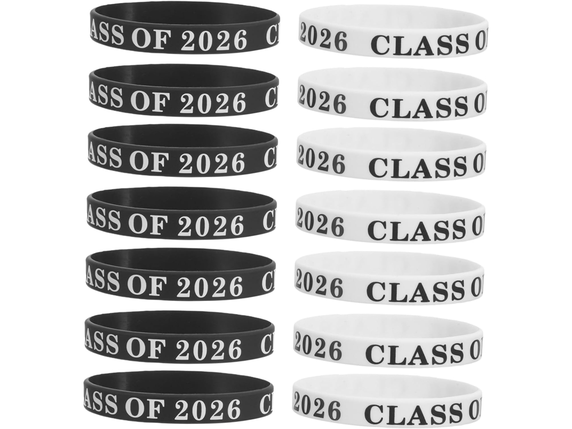 Pulseira de silicone flexível Nuobesty com 50 unidades e texto durável para Turma 2026, ideal para