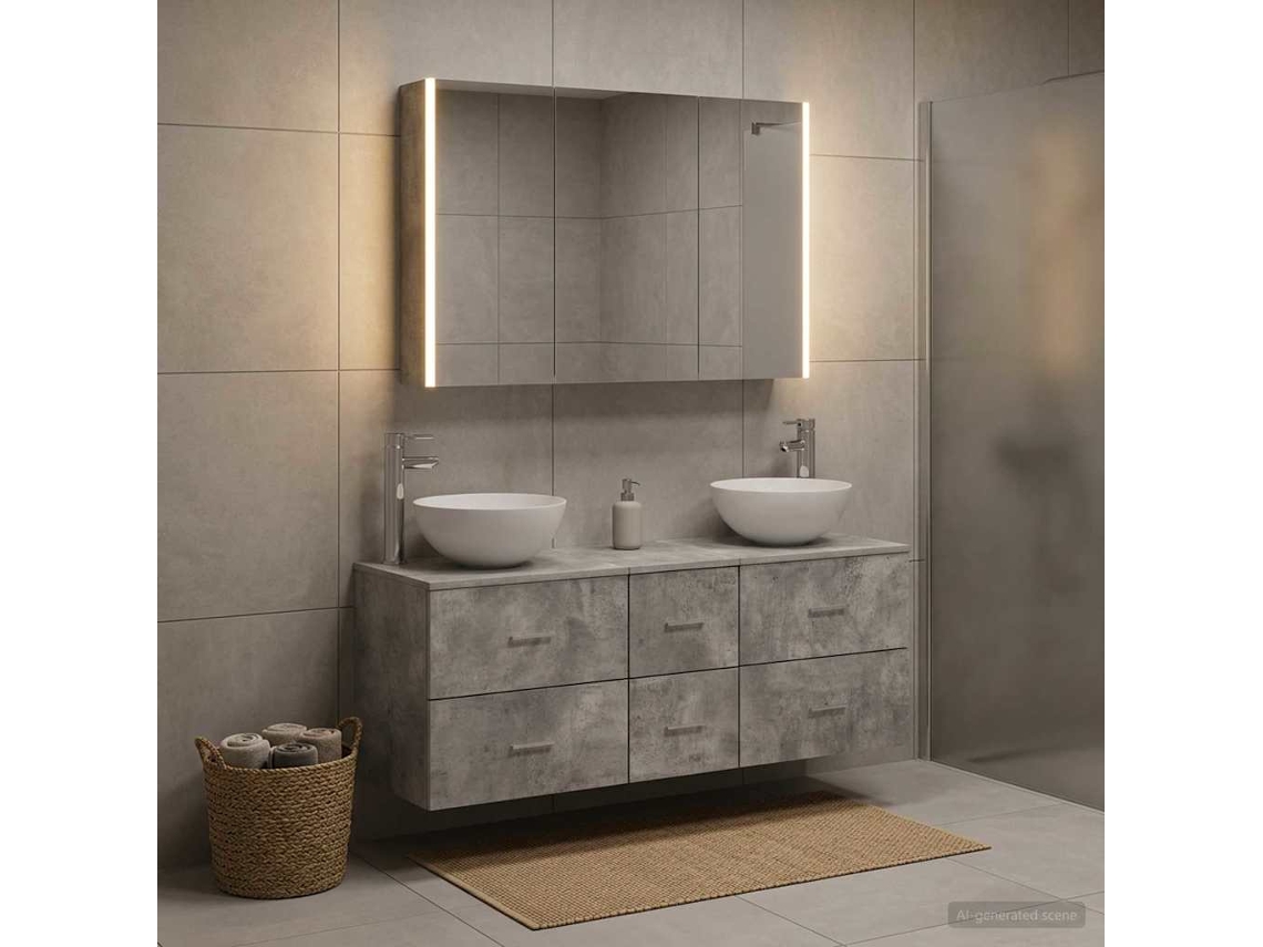 Vidaxl Conjunto De Móveis Para Banheiro 4 Pcs Cinzento Cimento