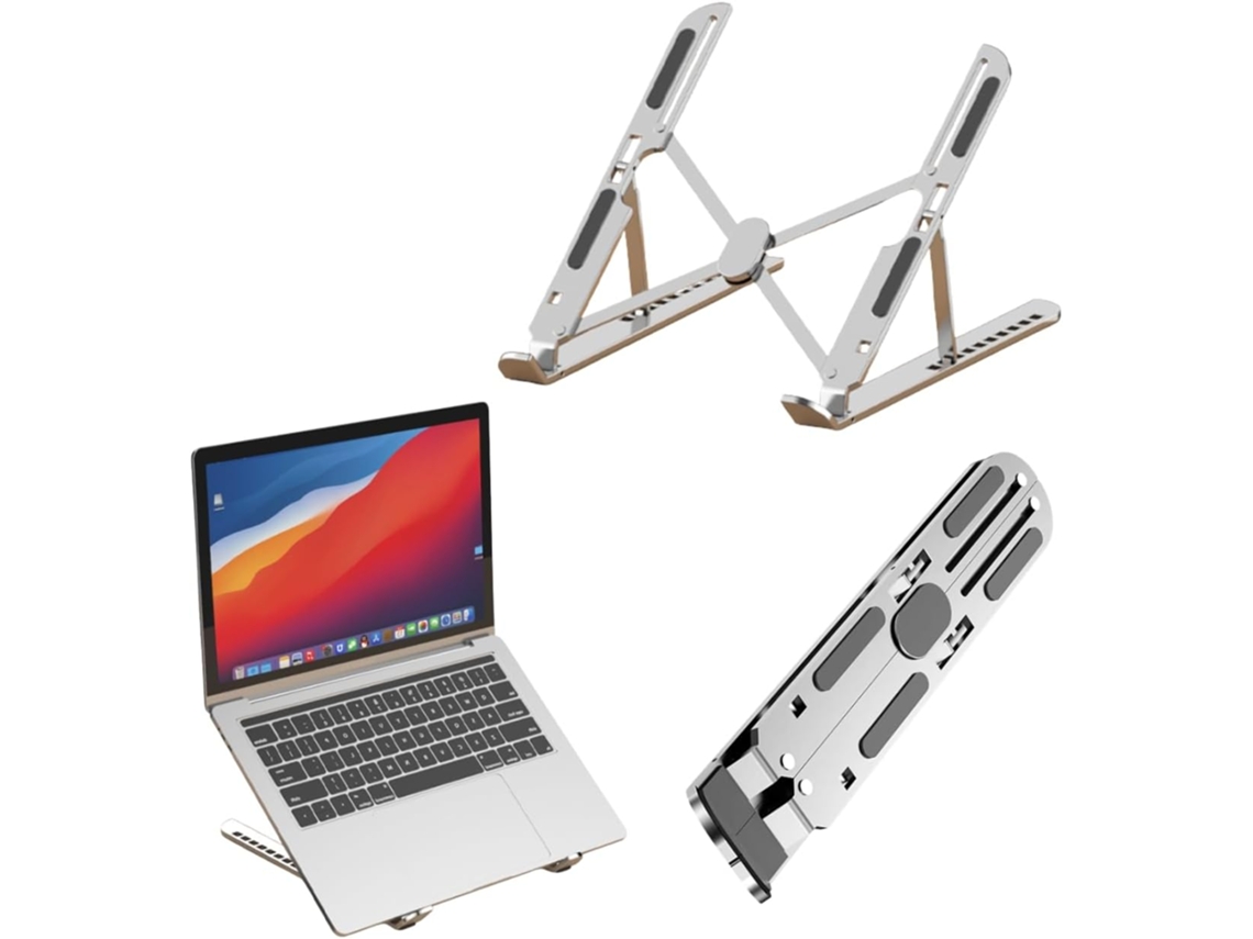 Suporte Dobrável Ajustável Para Laptop Em Alumínio Prateado 10-17,3 Polegadas
