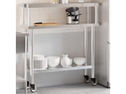 Vidaxl Mesa Trabalho Cozinha C/ Prateleira 110x30x120cm Aço Inoxidável