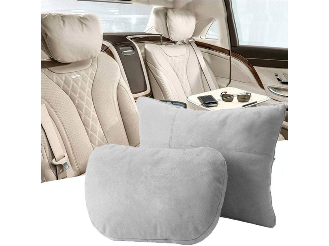 Conjunto De Almofadas Cabeceira E Lombar Maybach Design Suave Couro De Veludo Com Apoio Lumbar Para Carro