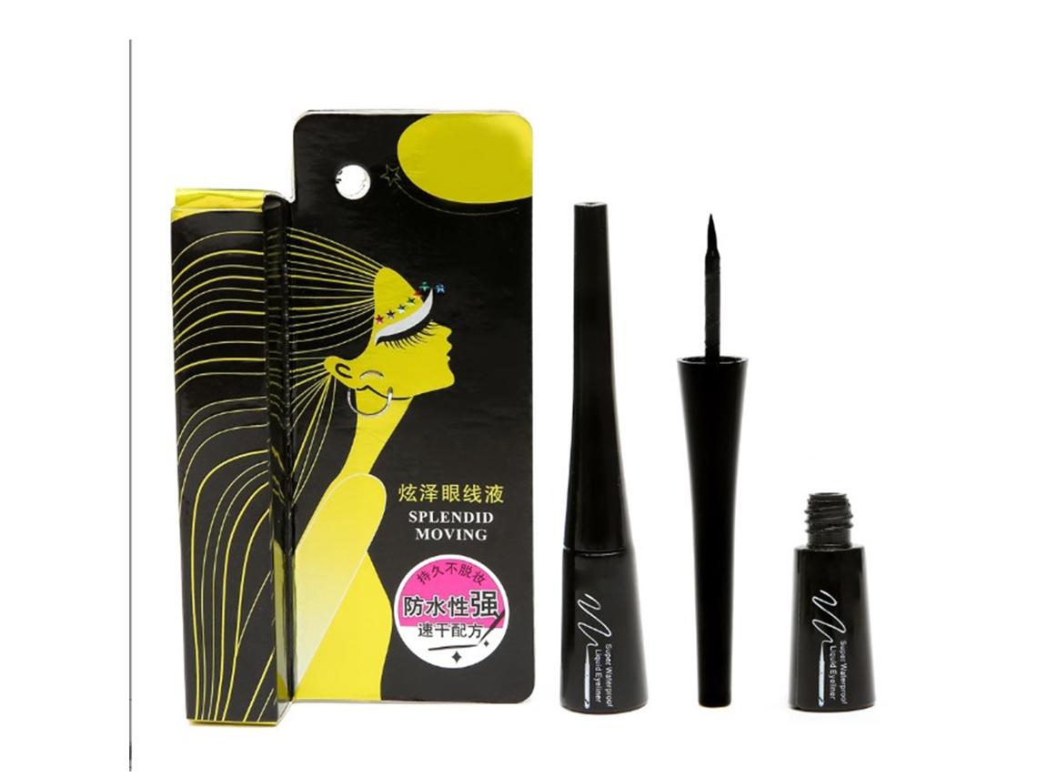 Delineador Líquido De Secado Rápido De Larga Duración Impermeable Anti-transferencia Color Negro Intenso