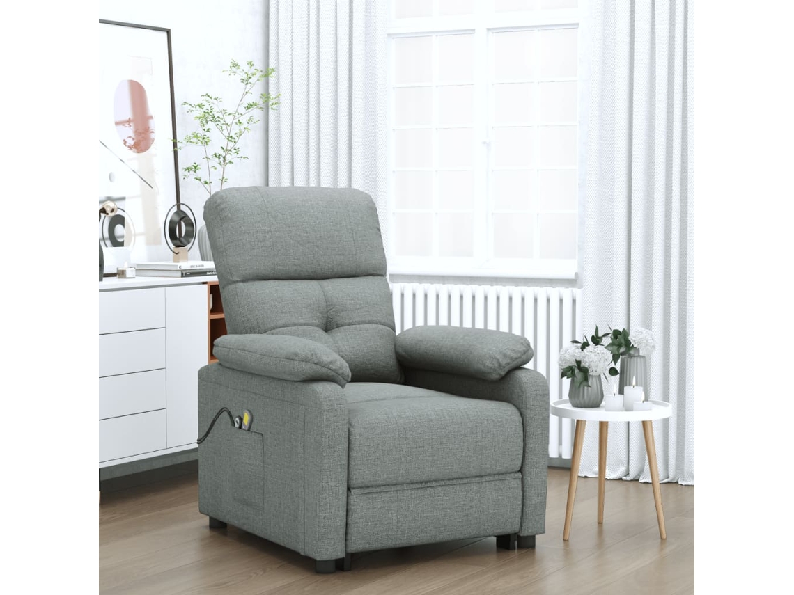 Vidaxl Poltrona De Massagens Elétrica Tecido Cinza-escuro