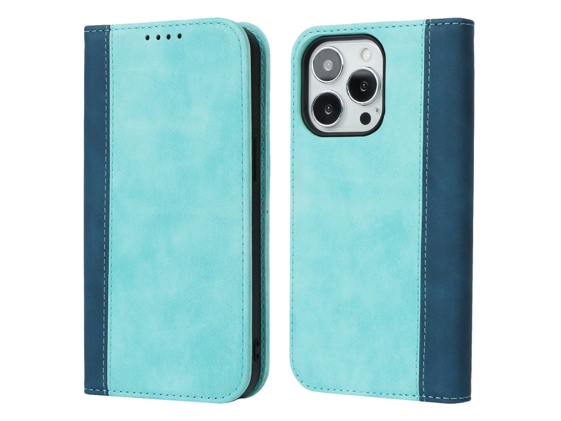 Capa Para Iphone 15 Pro Pele Sintética Azul
