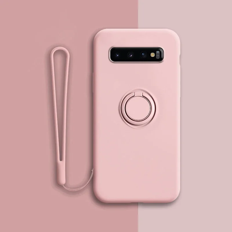 (samsung Note 9, Rosa) Capa Protetora De Silicone Macio Para Samsung, Com Suporte De Anel.