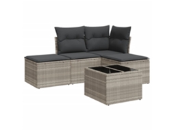 Conjunto de 5 Sofás Jardim com Almofadões Vime Pe Cinzento Claro MAISON EXCLUSIVE (5 pcs)