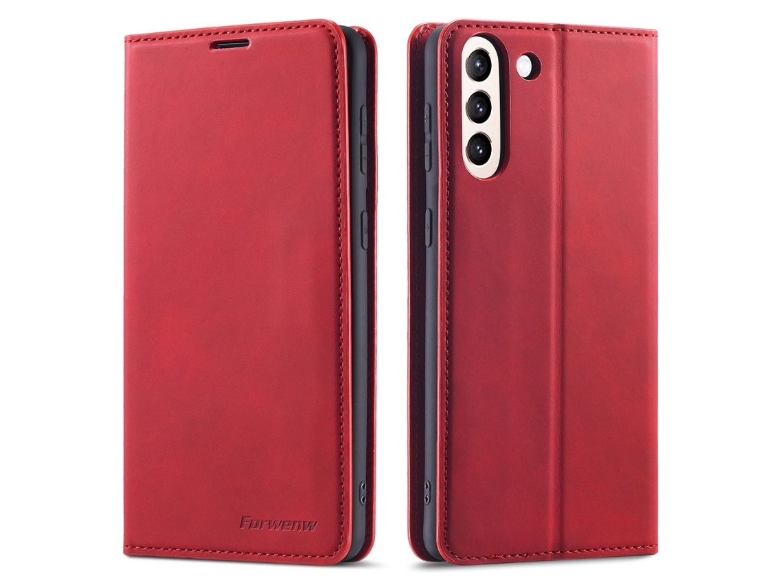 Capa Sensação Fe Para Samsung Galaxy S21 Pele Sintética Vermelho