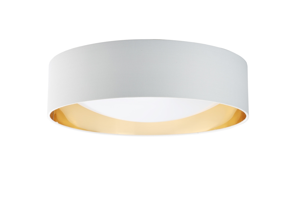 Plafón Led Circular Ø40cm 30w Tela Branca Com Refletor Interno Dourado Luz Selecionável 3000k/4000k/6000k Alpinaluz