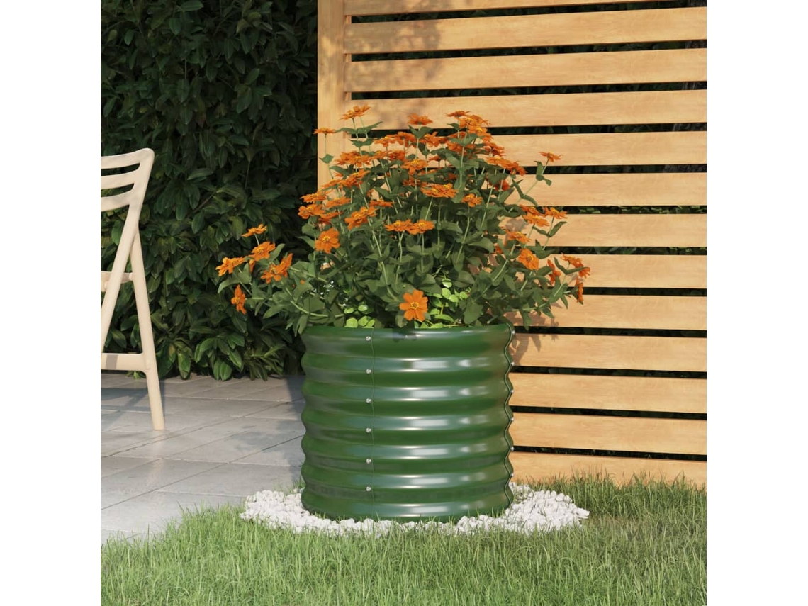 Vidaxl Vaso/floreira De Jardim Aço Galvanizado 40x40x36 Cm Verde