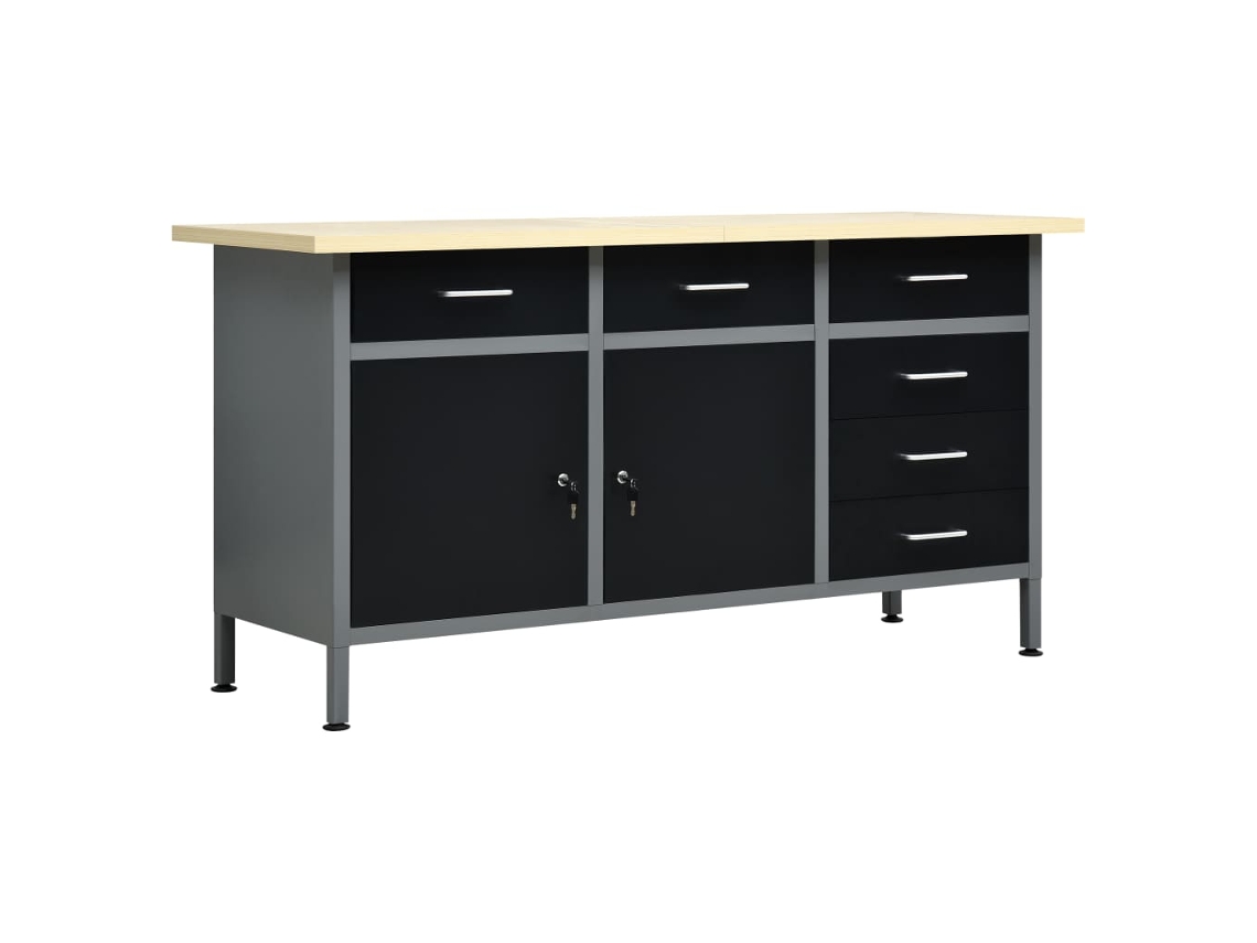 vidaXL Bancada de trabalho 160x60x85 cm aço preto