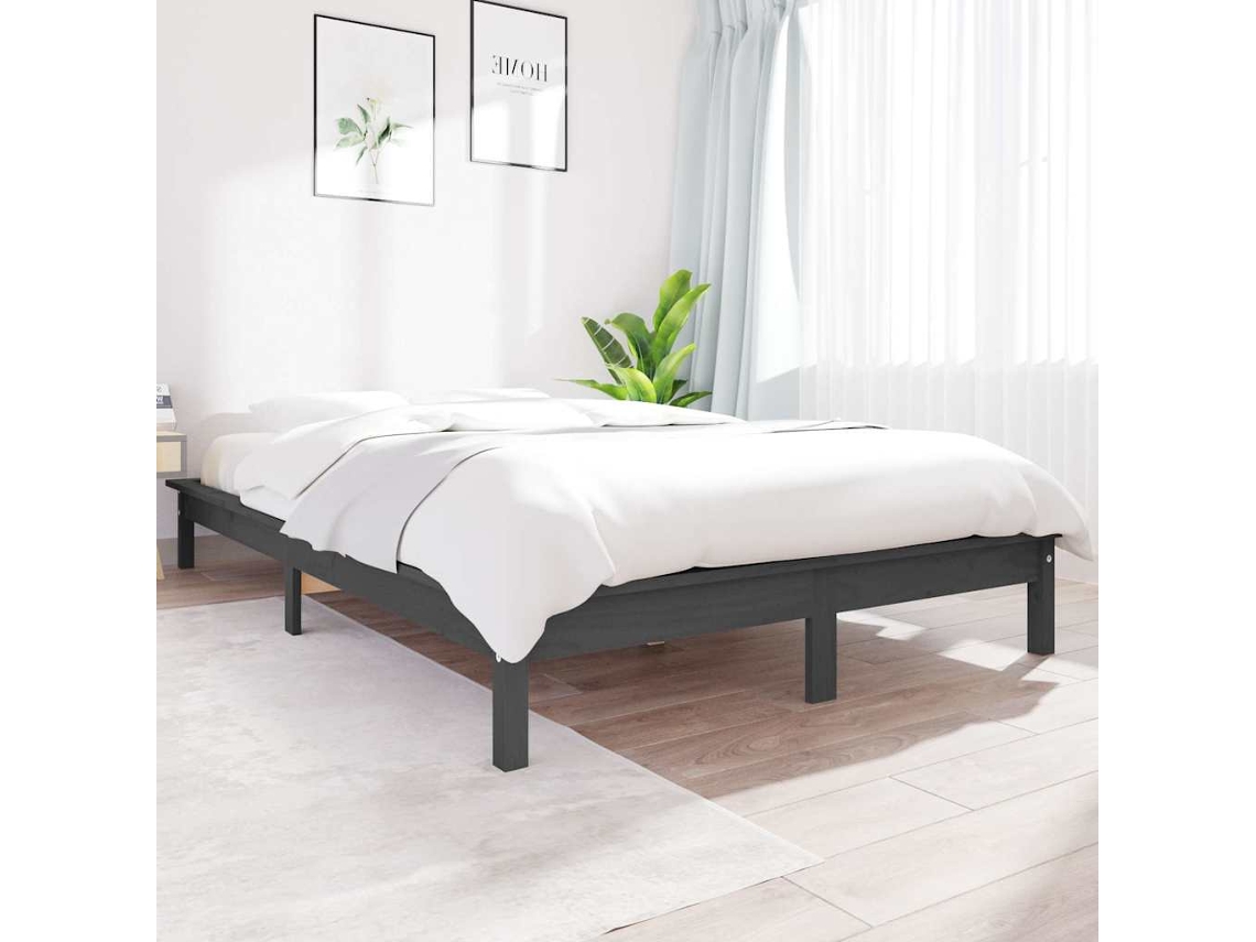 Vidaxl Estrutura De Cama 200x200 Cm Madeira De Pinho Maciça Cinzento