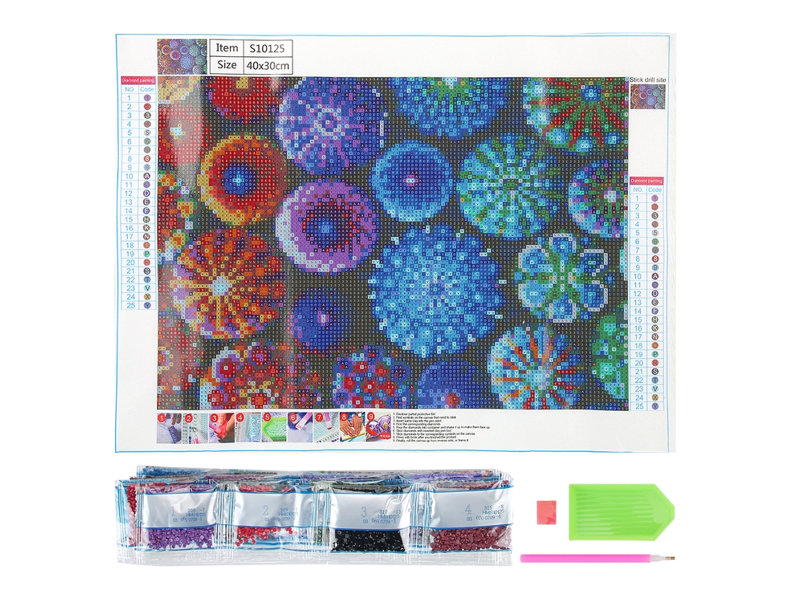 Kit de pintura com diamantes Diy padrão floral 30x40cm | S/MARCA