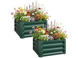 Jardineiras Elevadas para Legumes e Flores em Aço Galvanizado 60x60x30,5cm,verde BTFORUS