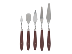 Conjunto de 5 espátulas multifuncionais de cera para decoração e confeitaria, ideais para cremes e glacê de bolos.