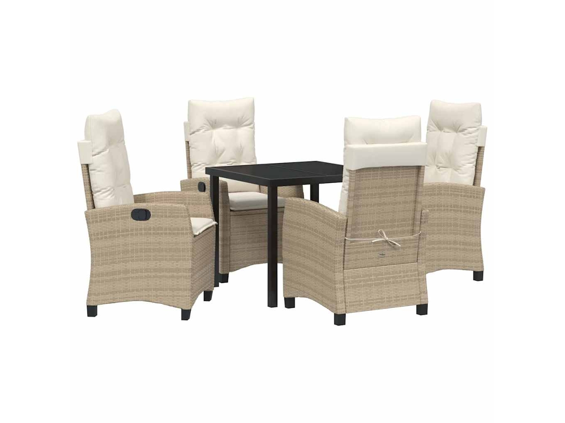 Maison Exclusive - Conjunto De Jantar Para Jardim Com Almofada 5 Pcs Bege Vime Pe