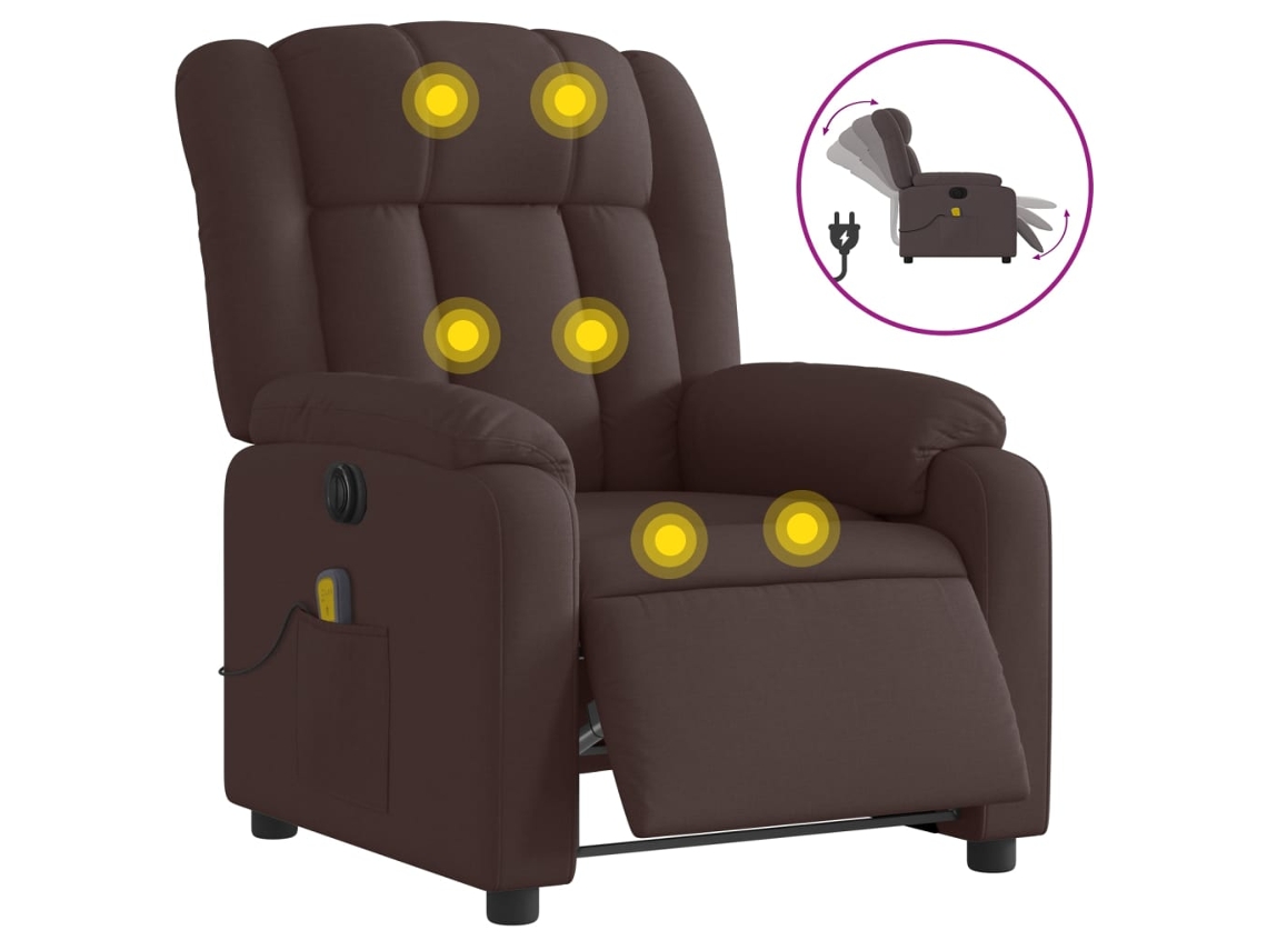 Electric Massage Recliner Chair, Electric Massage Recliner Chairs Vidaxl Marrom Tecido