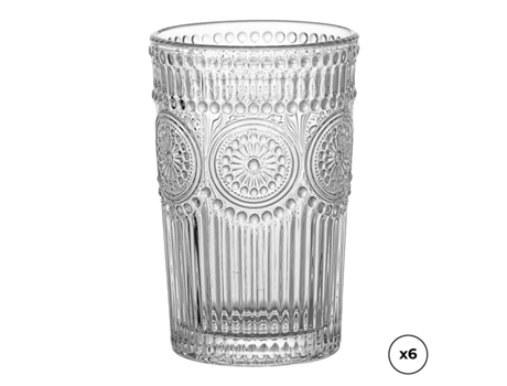 Conjunto De Copos Ovenza Cristal Com Relevo 330 Ml 6 Unidades