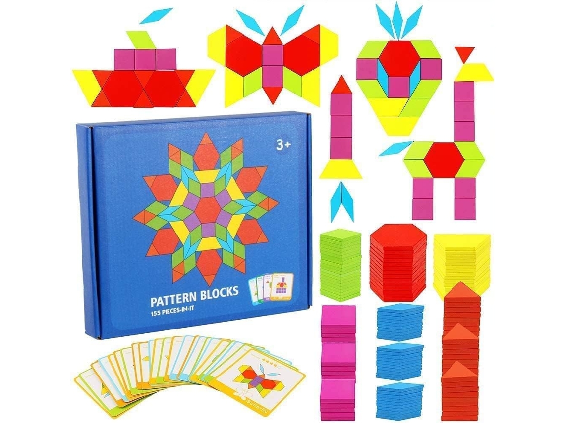 Tangram De Madeira 155 Peças Com Blocos Clássicos Para Crianças Lurelia