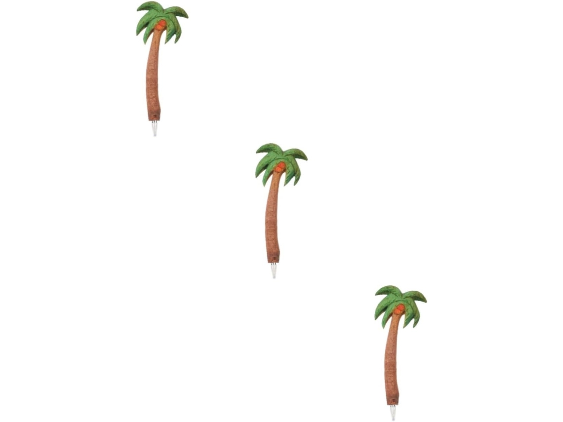 Conjunto De 3 Canetas Esferográficas Vintage Em Madeira Coco Para