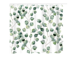 Cortina de Chuveiro 2025 180x180 cm Antimofo Impermeável 12 Ganchos Estampa 3D de Plantas Verdes Cores Vibrantes