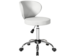 Banquinho Rodas. Sobre Banquinho de Massagem Pu com Altura Ajustável de 73 88 Cm e Encosto. Giro de 360°. Branco