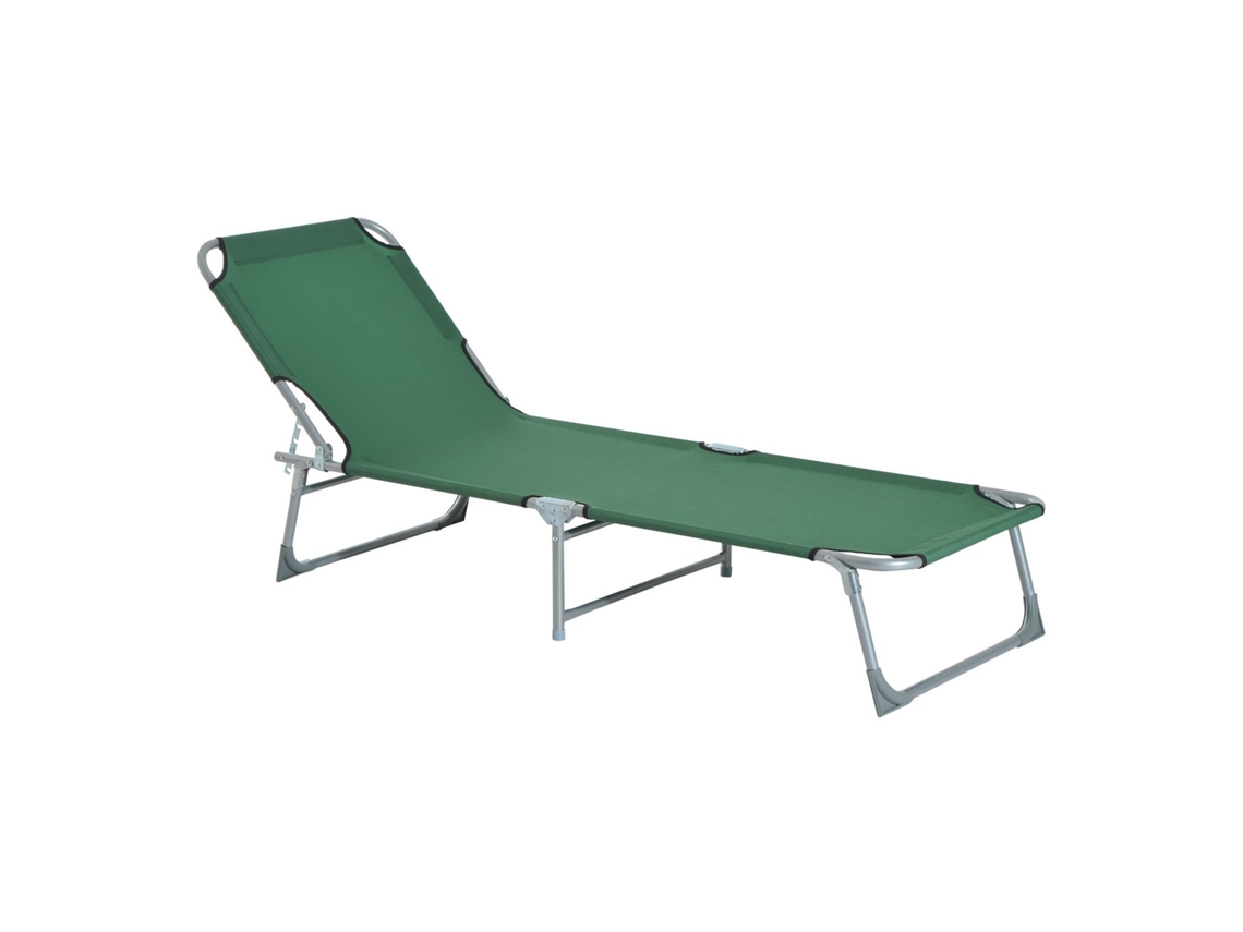 Cama de camping dobrável com encosto ajustável 4 níveis, suporta 120kg, 187x58x28cm verde BTFORUS