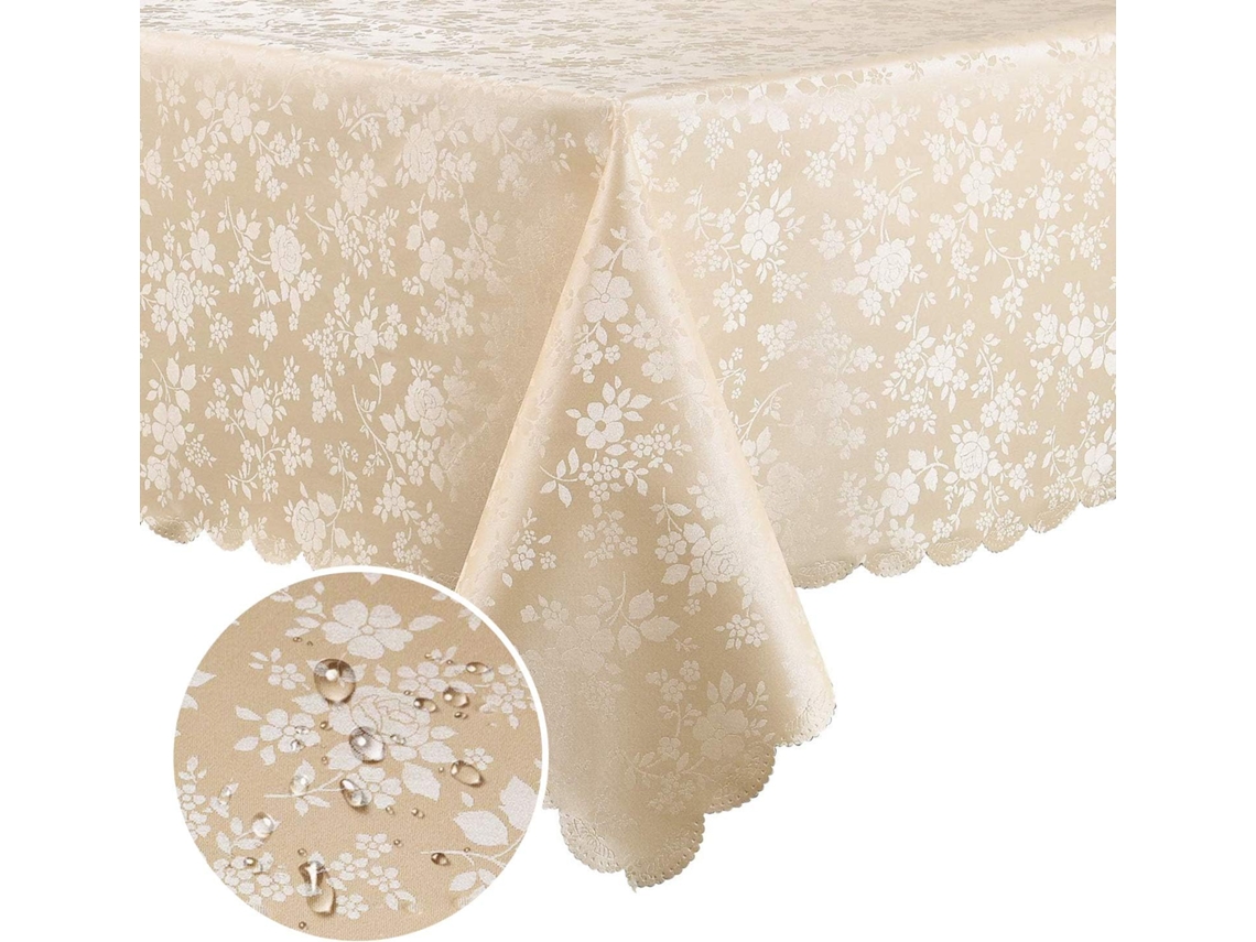 Toalha de Mesa de Vinil À Prova D'Água Toalha de Mesa Retangular Resistente Capa de Mesa Lavável para Jantar 40 X 63 Polegadas Bege