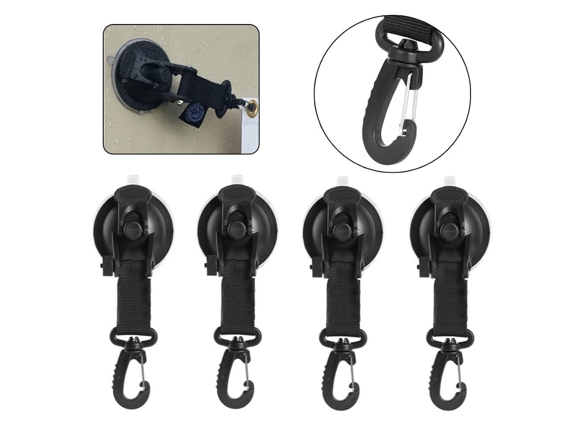 Conjunto de 4 Ganchos Camping com Ventosa, Pretos BRILVIBERA