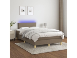Vidaxl Cama Box Spring Colchão/led 120x200cm Tecido Cinza-acastanhado