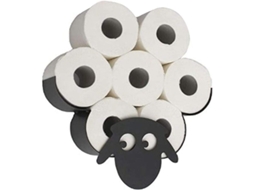 Suporte de Papel Higiênico de Ovelha em Metal Preto Nova Line decorativo para parede | S/MARCA