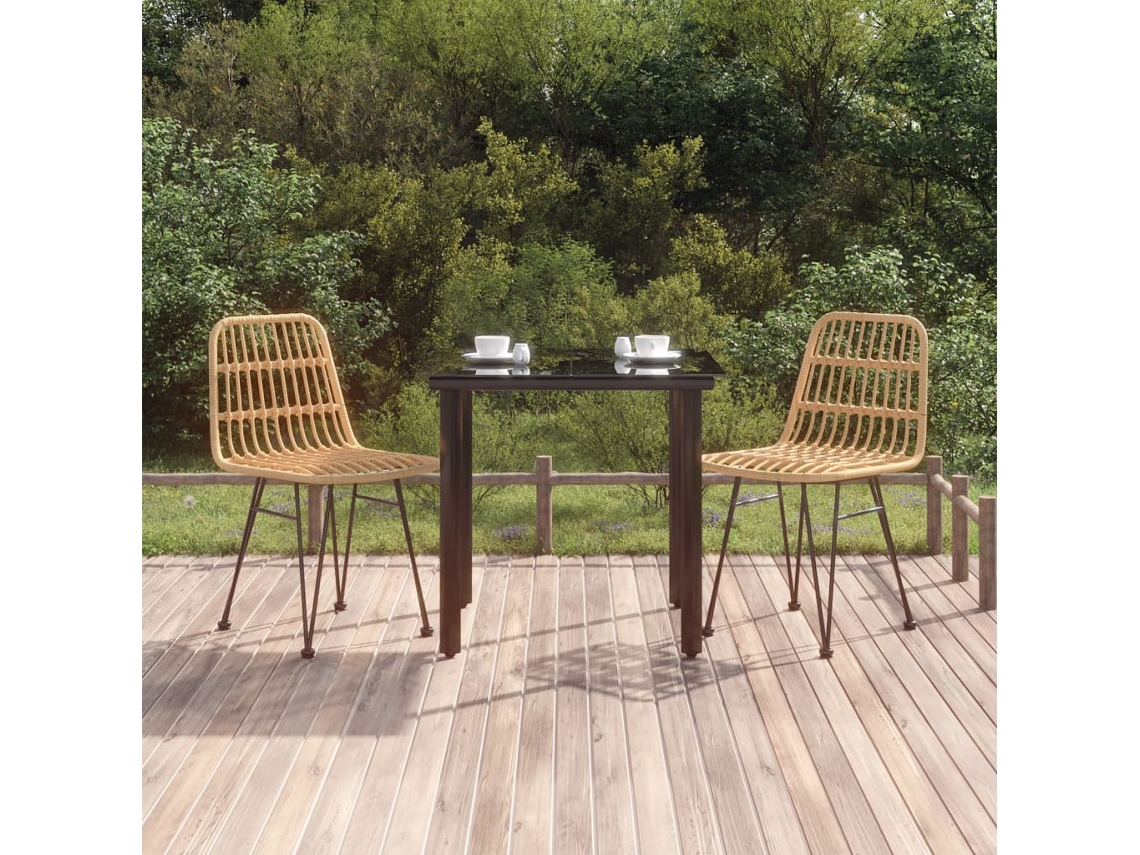 Vidaxl 3 Pcs Conjunto De Jantar Para Jardim Vime Pe