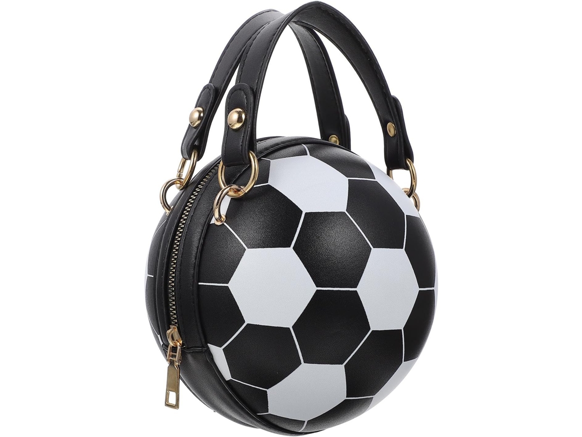 Bolsa De Ombro Feminina Ciieeo, Elegante E Redonda, Em Tecido Pu Com Acabamento Refinado, Com Tema De Futebol.