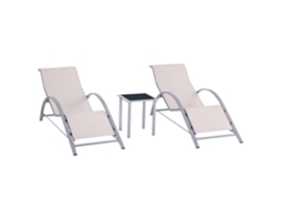 Conjunto de 2 Mesa de Vidro, PENGJIANG SHOP, 59x169x66cm, Cor Creme