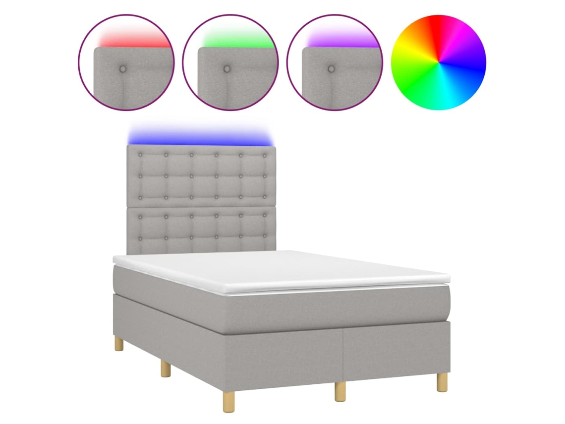 Box Spring Bed, Box Spring Beds Vidaxl Cinzeto Tecido (120 X 200 Cm)