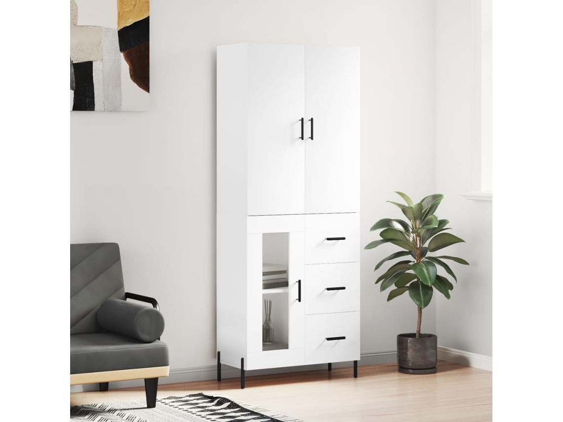 Vidaxl Armário Alto 69,5x34x180 Cm Derivados De Madeira Branco
