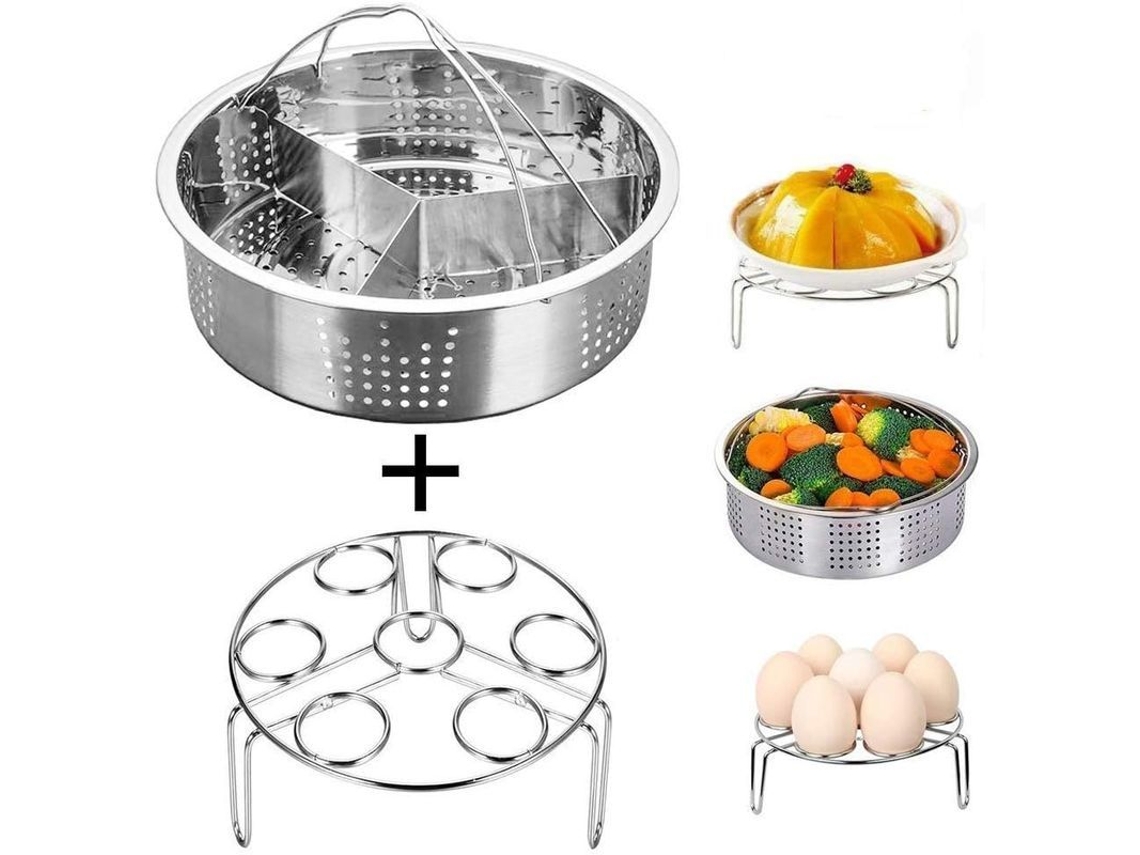 Accesório Para Panela De Pressão Instant Pot Vaporizador De Aço Inoxidável 304 Para 5/6/8qt Com Separador E Cozimento De Ovos