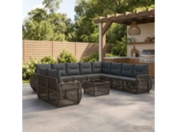 Vidaxl Conjunto De Sofá De Jardim 11 Unid. Cinza E Cinza Escuro