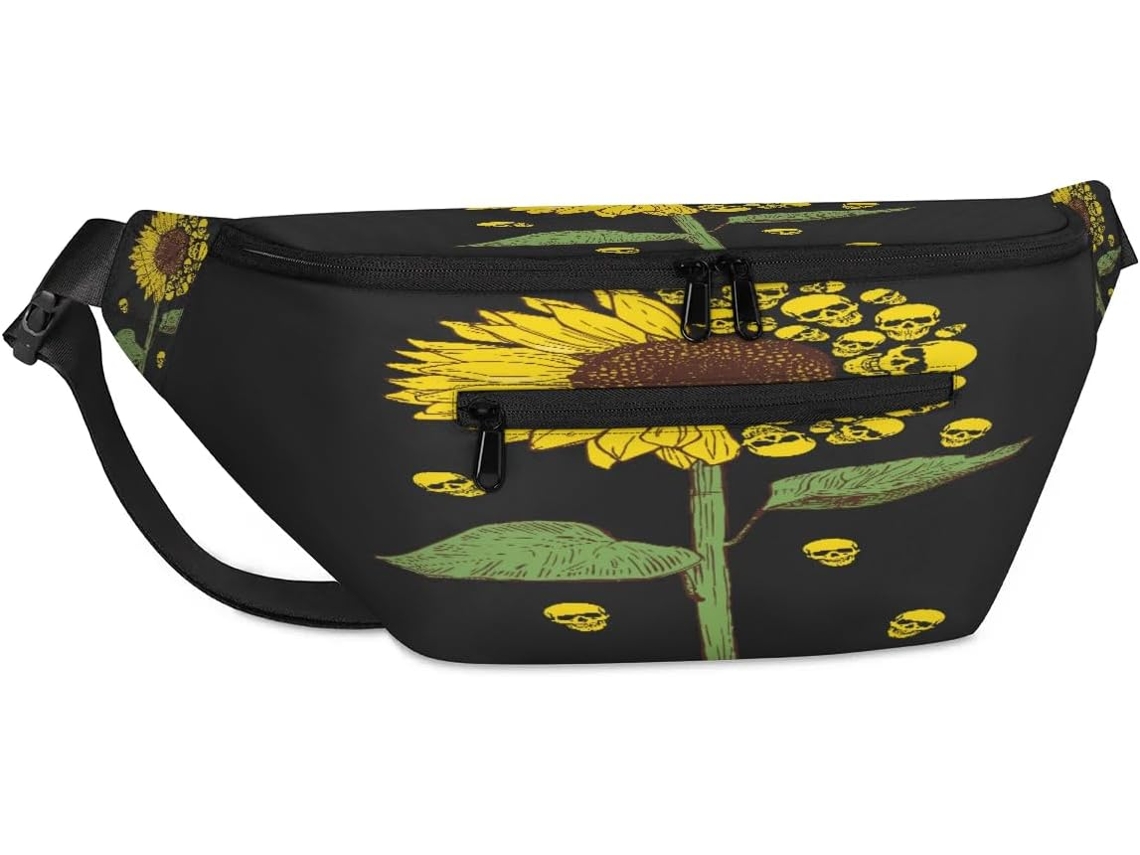 Bolsa de Ombro Grande Unissex Tropicallife com Estampa de Girassol e Caveira 38 X 25 9 X 19 Cm Impermeável Est